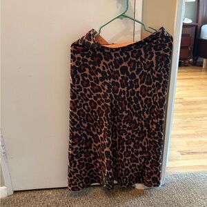 J. Crew Animal Print Midi Skirt - Black and Brown